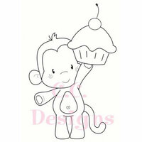 CC Designs - Cling Mounted Rubber Stamps - Birthday Monkey