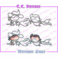 CC Designs - Meoples Collection - Halloween - Cling Mounted Rubber Stamps - Witches Away