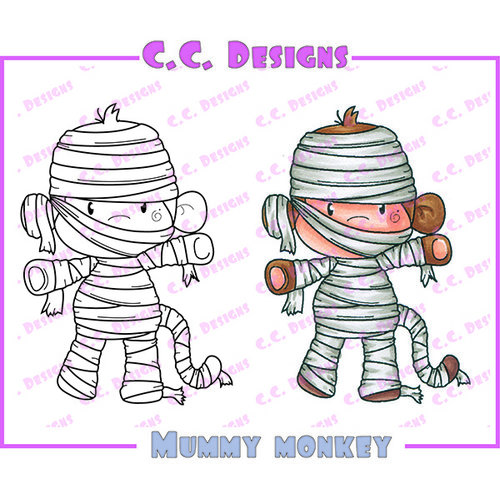 CC Designs - Cling Mounted Rubber Stamps - Halloween - Mummy Monkey