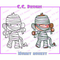 CC Designs - Cling Mounted Rubber Stamps - Halloween - Mummy Monkey