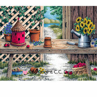 CC Designs - DoveArt Studio Collection - Cling Mounted Rubber Stamps - Garden Bench
