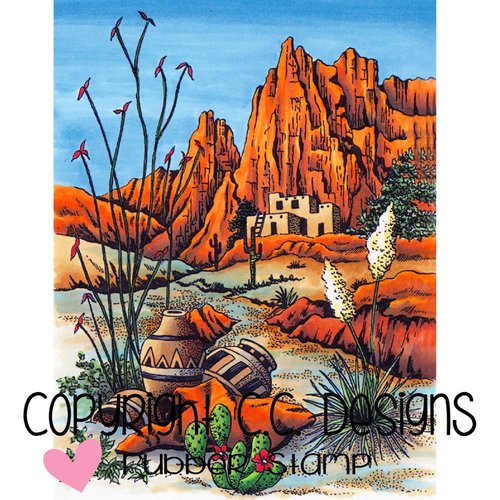 CC Designs - DoveArt Studio Collection - Cling Mounted Rubber Stamps - Southwest Mountain