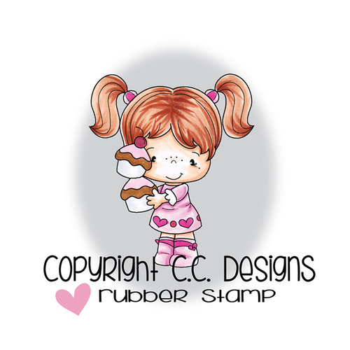 CC Designs - Little Pixie Collection - Cling Mounted Rubber Stamps - Valentine Cupcakes