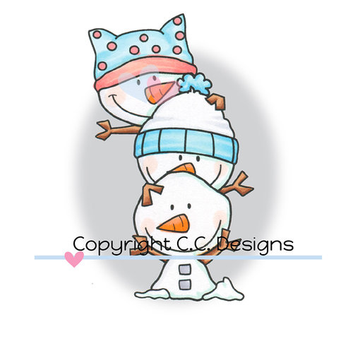 CC Designs - Meoples Collection - Cling Mounted Rubber Stamps - Stack of Snowmen