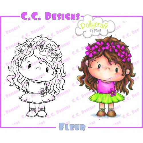 CC Designs - Pollycraft Collection - Cling Mounted Rubber Stamps - Fleur