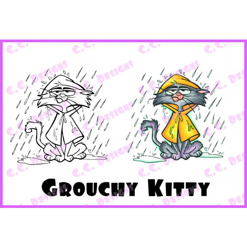 CC Designs - Robertos Rascals Collection - Cling Mounted Rubber Stamps - Grouchy Kitty