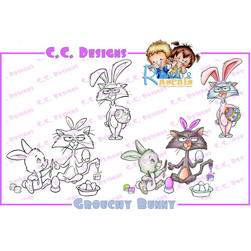 CC Designs - Robertos Rascals Collection - Cling Mounted Rubber Stamps - Grouchy Bunny