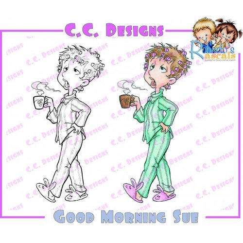CC Designs - Robertos Rascals Collection - Cling Mounted Rubber Stamps - Good Morning Sue