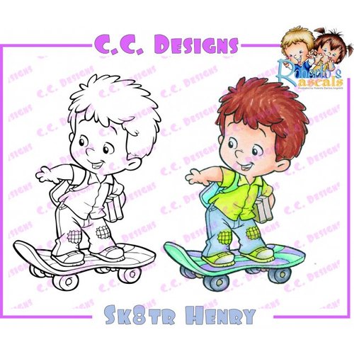 CC Designs - Robertos Rascals Collection - Cling Mounted Rubber Stamps - Sk8tr Henry