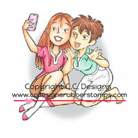 CC Designs - Robertos Rascals Collection - Cling Mounted Rubber Stamps - Hashtag Selfiegirls