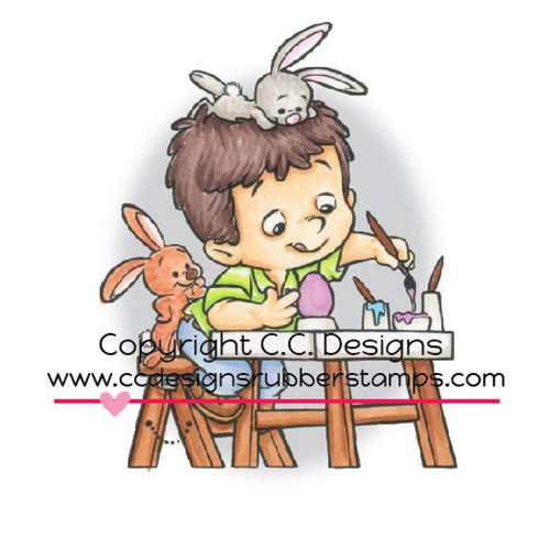 CC Designs - Robertos Rascals Collection - Cling Mounted Rubber Stamps - Coloring Eggs