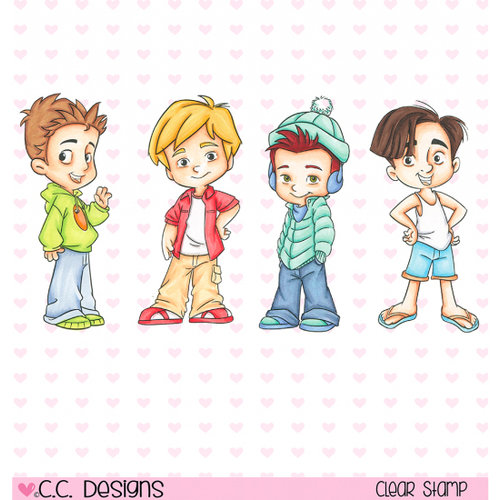 CC Designs - Robertos Rascals Collection - Cling Mounted Rubber Stamps - 4 Seasons Boys