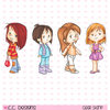 CC Designs - Robertos Rascals Collection - Cling Mounted Rubber Stamps - 4 Seasons Girls