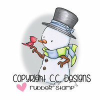 CC Designs - Rustic Sugar Collection - Cling Mounted Rubber Stamps - Snowman with Robin