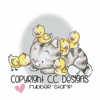 CC Designs - Rustic Sugar Collection - Cling Mounted Rubber Stamps - Kitty with Chicks