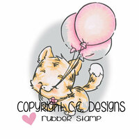 CC Designs - Rustic Sugar Collection - Cling Mounted Rubber Stamps - 3 Balloons Kitty