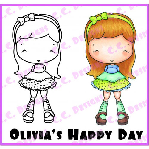 CC Designs - Swiss Pixie Collection - Cling Mounted Rubber Stamps - Olivias Happy Day