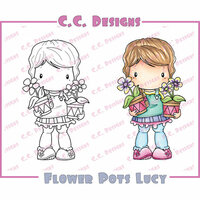 CC Designs - Swiss Pixie Collection - Cling Mounted Rubber Stamps - Flower Pots Lucy