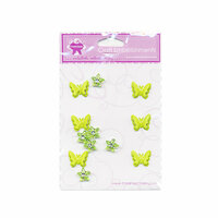 Creative Charms - Bling and Brads Collection - 3 Dimensional Butterfly Brads and Flower Gems - Green, CLEARANCE