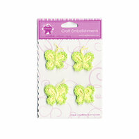 Creative Charms - Countryside Collection - Knitted Butterfly Embellishments - Green and White