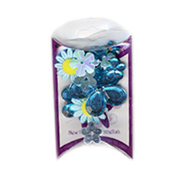 Creative Charms - Bling and Brads Collection - Floral Embellishment Pieces - Spring Medley - Blue, CLEARANCE