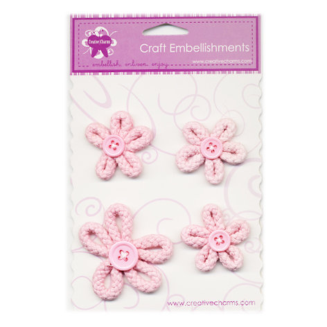Creative Charms - Loop D Loop Collection - Flower Embellishments - Braided Daisy Medley - Pink