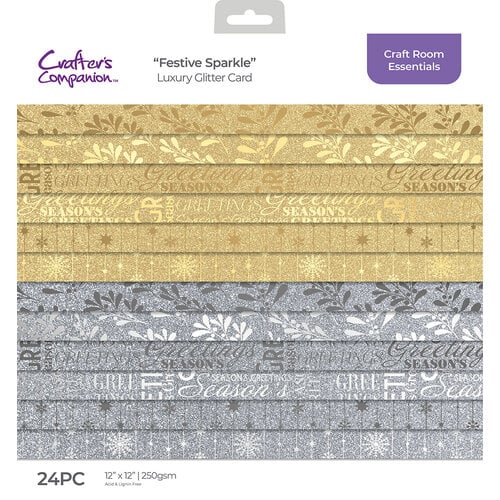 Crafter's Companion 12 x 12 Glitter and Pearl Card Stock - 24 Sheets - Metallic
