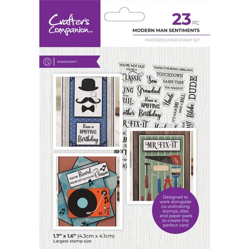 Crafter's Companion - Modern Man Collection - Clear Photopolymer Stamps - Modern Man Sentiments