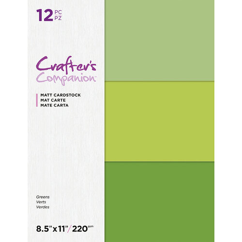 Crafter's Companion - Matte Cardstock Pack - 12 Sheets - Greens