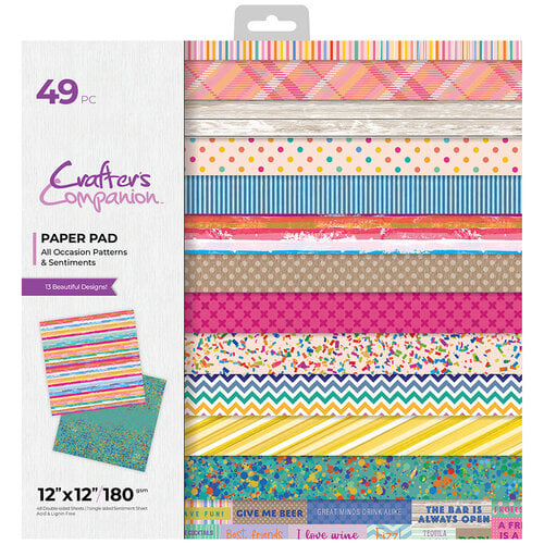 Crafter's Companion - 12 x 12 Paper Pad - All Occasion Patterns and Sentiments