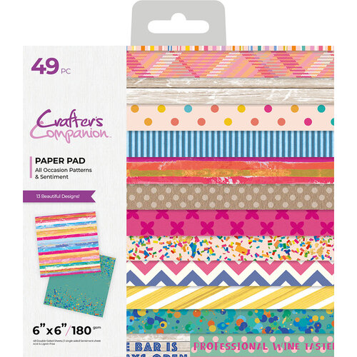 Crafter's Companion - 6 x 6 Paper Pad - All Occasion Patterns and Sentiments