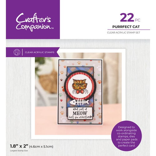 Crafter's Companion - Pets Rule Collection - Clear Acrylic Stamps - Purrfect Cat