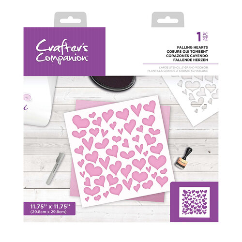 Crafter's Companion - Stencil - Falling Hearts