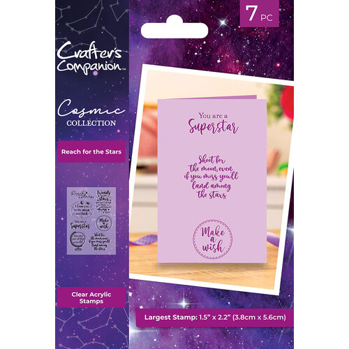 Crafter's Companion - Cosmic Collection - Clear Acrylic Stamps - A6 Sentiments - Reach for the Stars