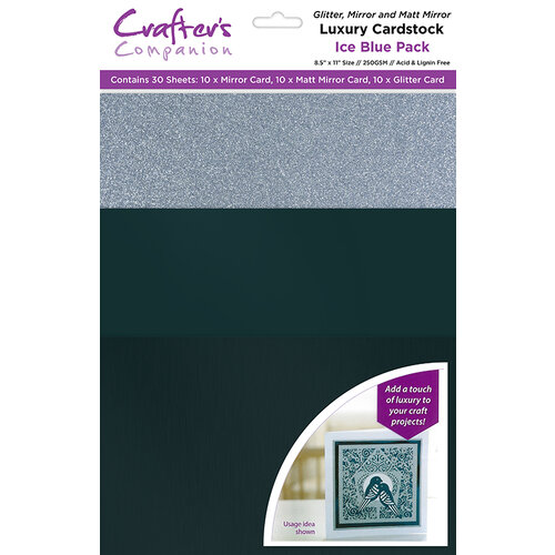 Crafter's Companion - Luxury Mixed Cardstock Pack - 30 Sheets - Ice Blue