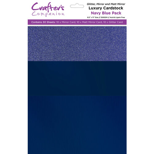 Crafter's Companion - Luxury Mixed Cardstock Pack - 30 Sheets - Navy Blue