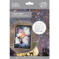 Crafter's Companion - All Hallows Eve Collection - Clear Acrylic Stamp and Stencil Set - Fright Night