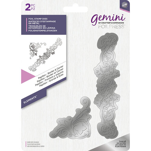 Crafter's Companion - Gemini - FoilPress - Foil Stamp Die - Border and Corner - Papillon