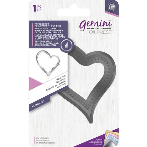Crafter's Companion - Gemini - Elements - FoilPress - Foil Stamp N Cut Die - Heart Tag