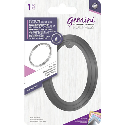 Crafter's Companion - Gemini - FoilPress - Foil Stamp and Cut Die - Oval Tag