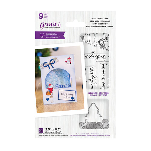 Crafter's Companion - Christmas - Gemini - Die and Clear Acrylic Stamp Set - Peek-A-Boo - Santa