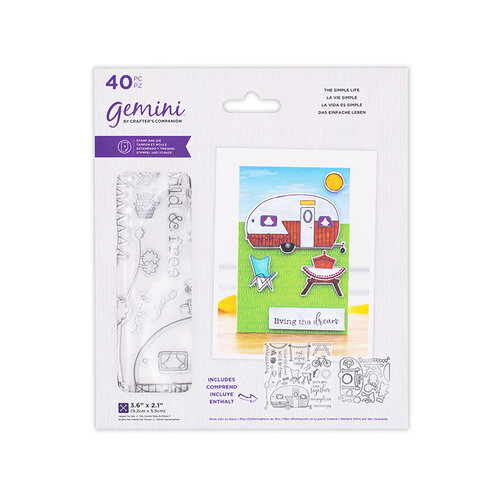 Crafter's Companion - Staycation Collection - Gemini - Die and Clear Acrylic Stamp Set - The Simple Life