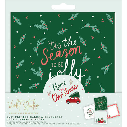 Violet Studio - Home For Christmas Collection - 6 x 6 Cards and Envelopes - 10 Pack