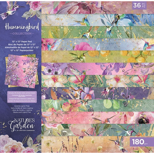 Crafter's Companion - Nature's Garden Hummingbird Collection - 12 x 12 Paper Pad