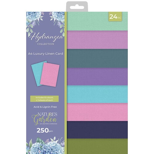 Crafter's Companion - Nature's Garden Hydrangea Collection - A4 Luxury Linen Card Pack