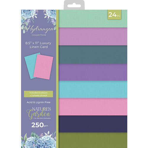 Crafter's Companion - Nature's Garden Hydrangea Collection - 8.5 x 11 Luxury Linen Card Pack