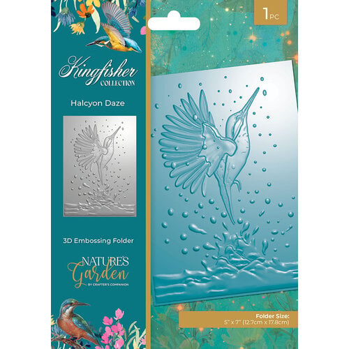 Crafter's Companion - Nature's Garden Kingfisher Collection - 3D Embossing Folder - Halcyon Daze