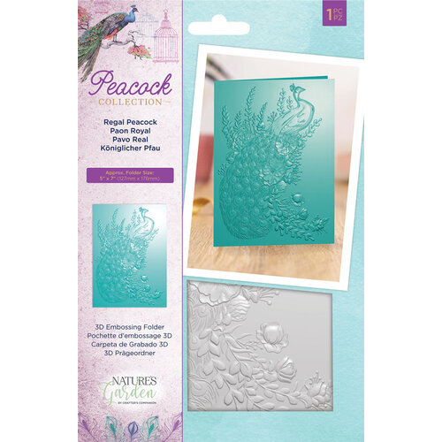 Crafter's Companion - Peacock Collection - 3D Embossing Folder - Regal Peacock