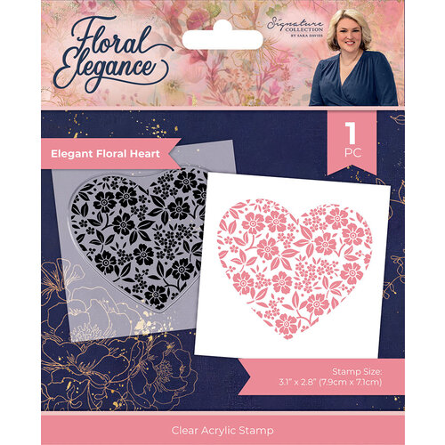 Crafter's Companion - Floral Elegance Collection - Clear Acrylic Stamp - Elegant Floral Heart