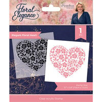 Crafter's Companion - Floral Elegance Collection - Clear Acrylic Stamps - Elegant Floral Heart